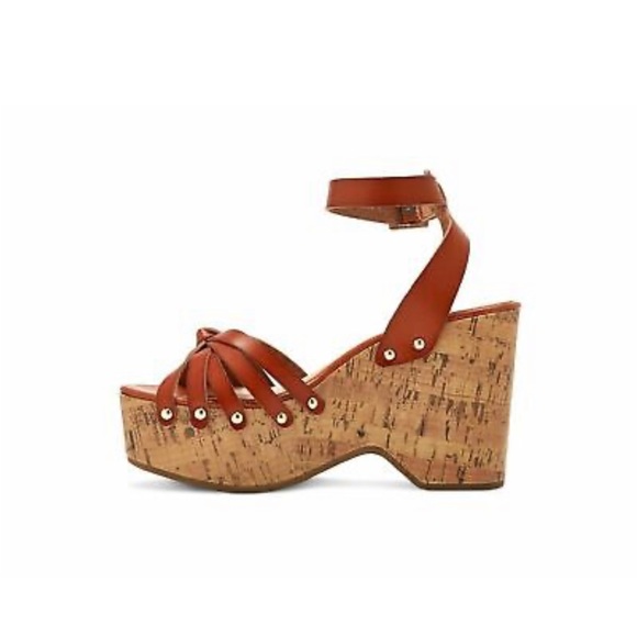 Mossimo Cognac Erie Cork Style Wedge Strappy Sandals SIZE 10 - Picture 3 of 14